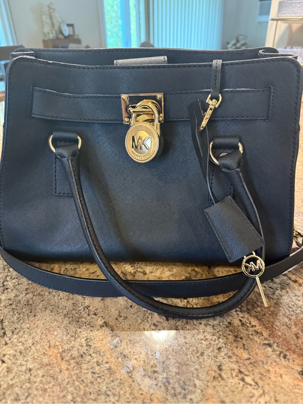 MICHAEL Michael Kors Black Saffiano Leather Satchel with Gold Hardware - Picture 2 of 6